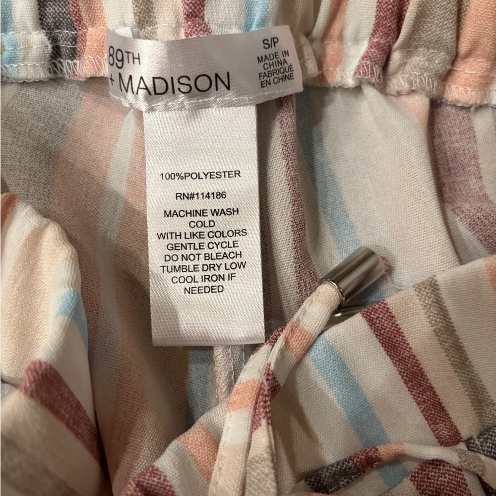 89th + Madison Women’s Striped Flowy Pants with Elastic Waist with Tied Belt - Picture 4 of 5